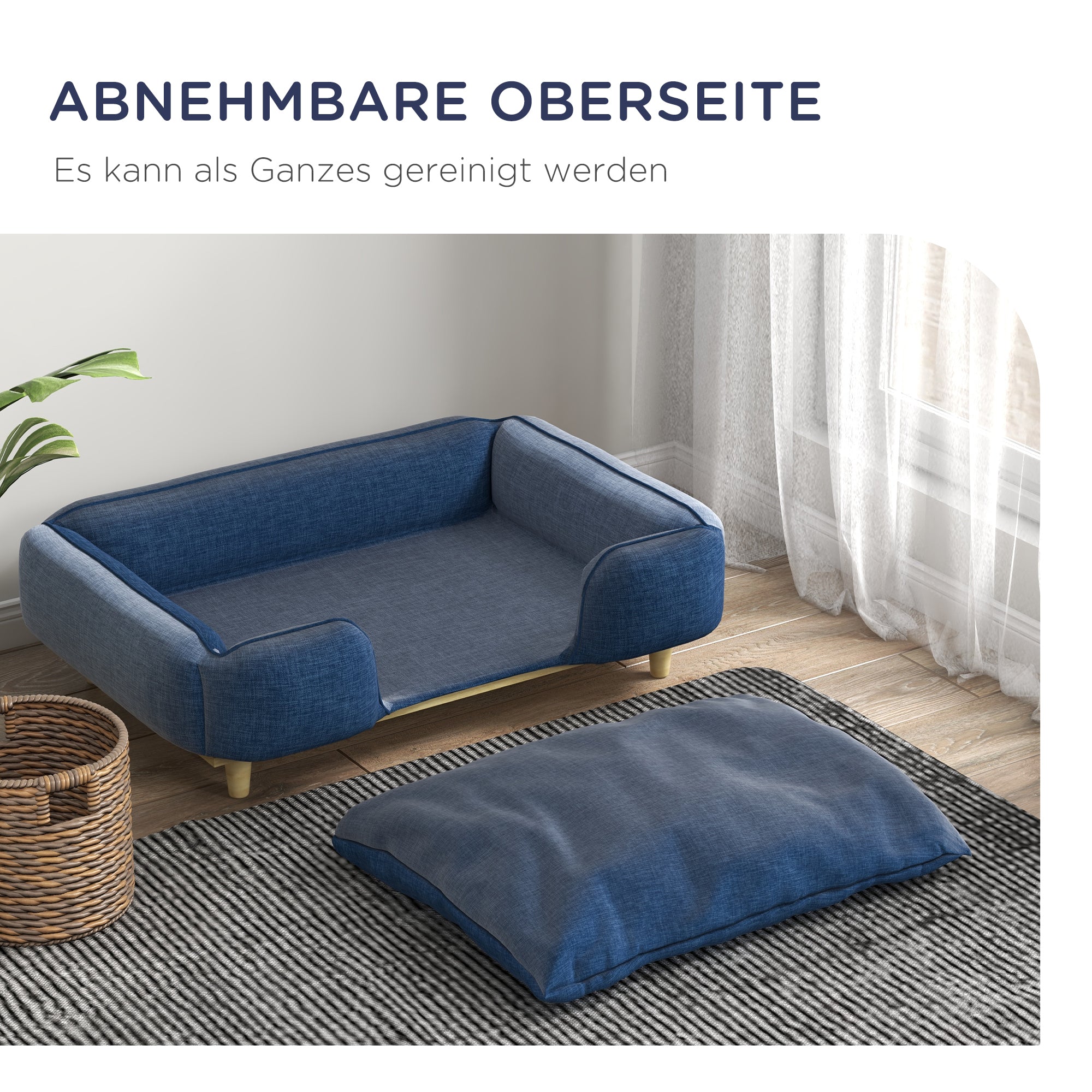 Haustiersofa mit Kissen, Hundebett mit Erhöhtem Design